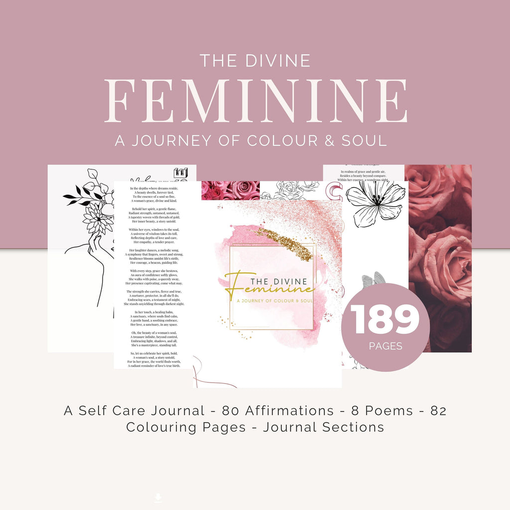 Divine Feminine Coloring Book - Digital Print Out | Adult Colouring Book | Manifestation Colouring Book
