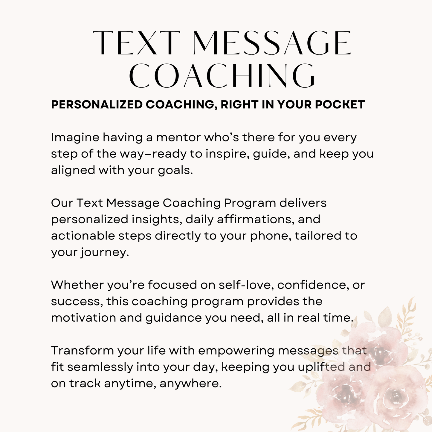 Text Message Coaching : 1 DAY COACHING