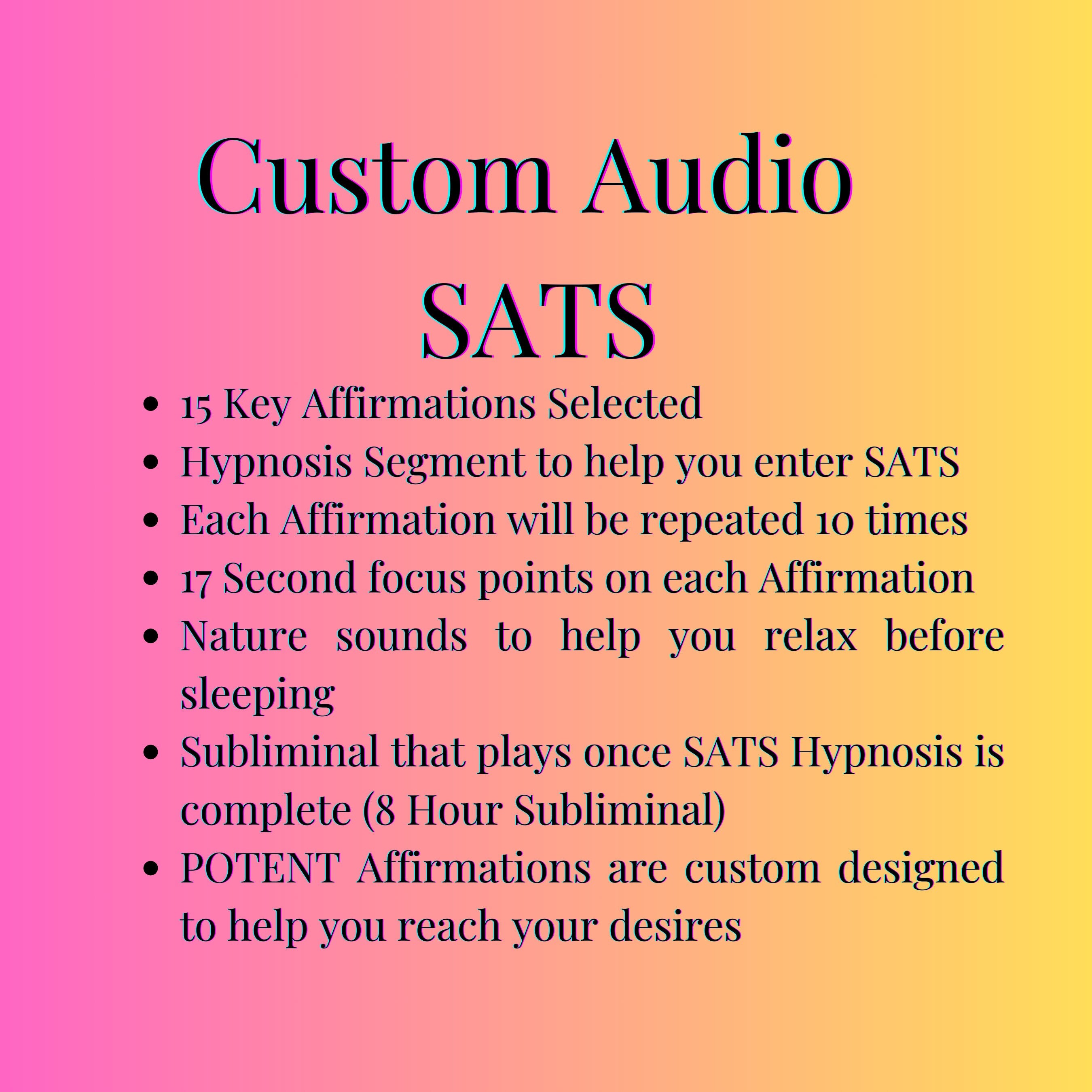 Custom 8-Hour SATS Hypnosis Audio for Manifestation |15 Custom SATS Affirmations