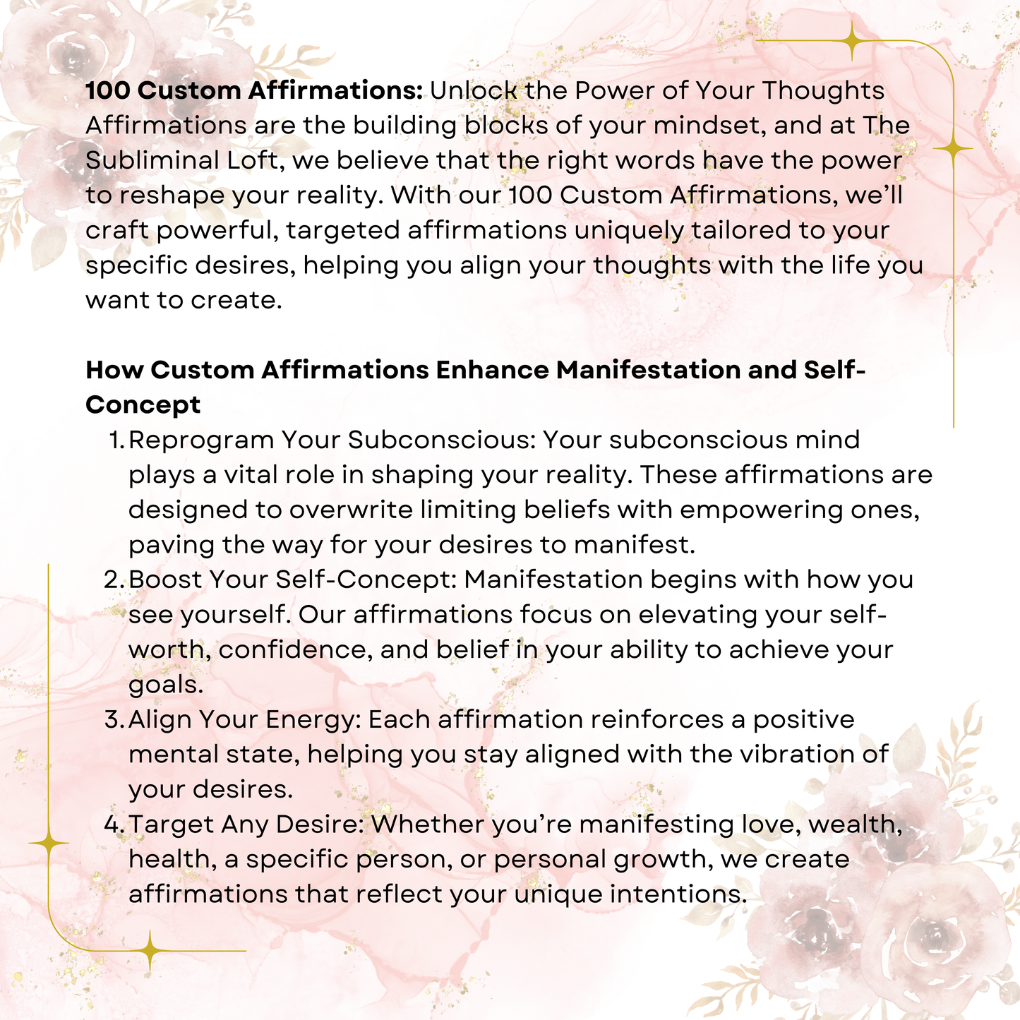 Custom 100 Affirmations: Manifestation Made Personal