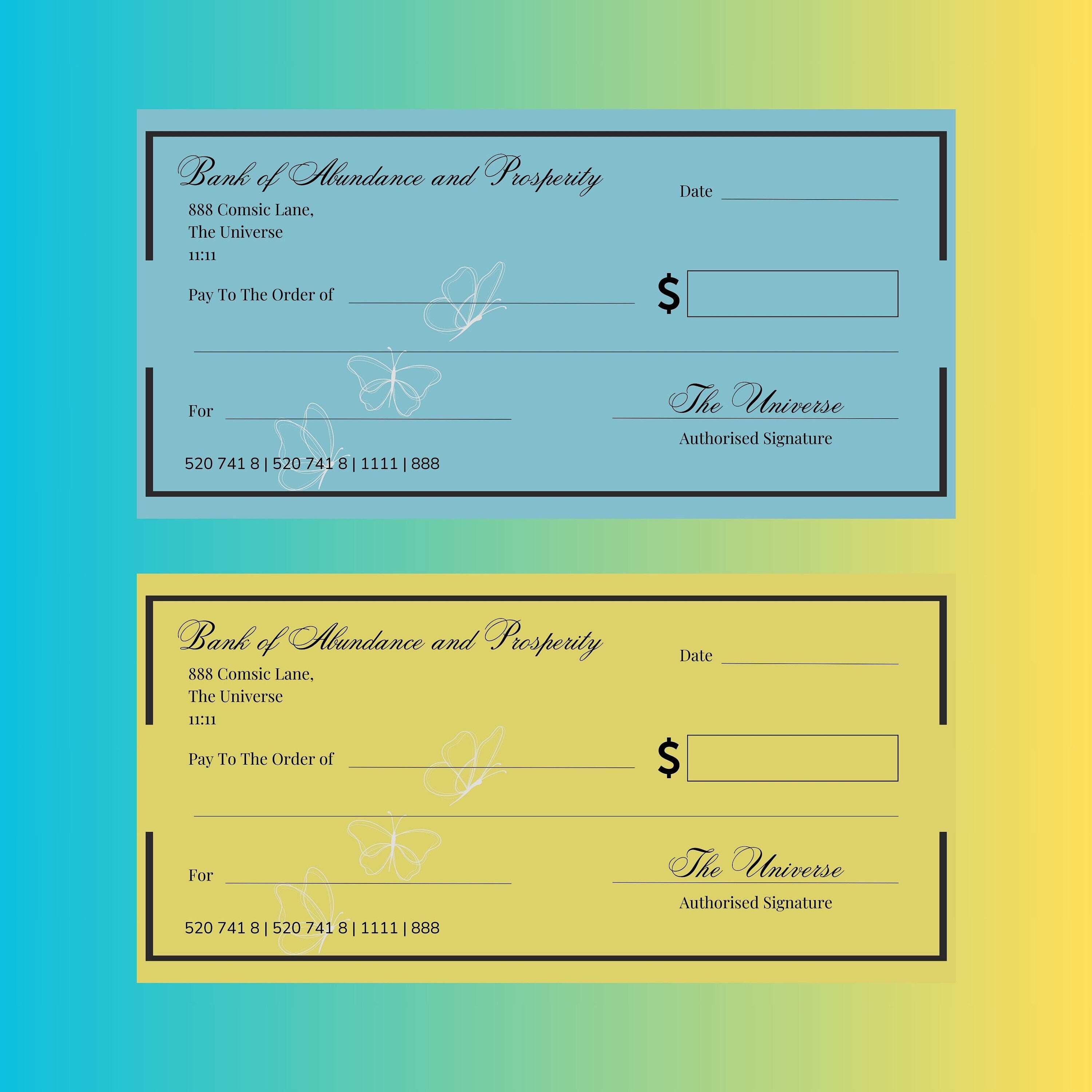 Manifestation Cheque| Law of Attraction Cheque | Manifestation Cheque | Prosperity