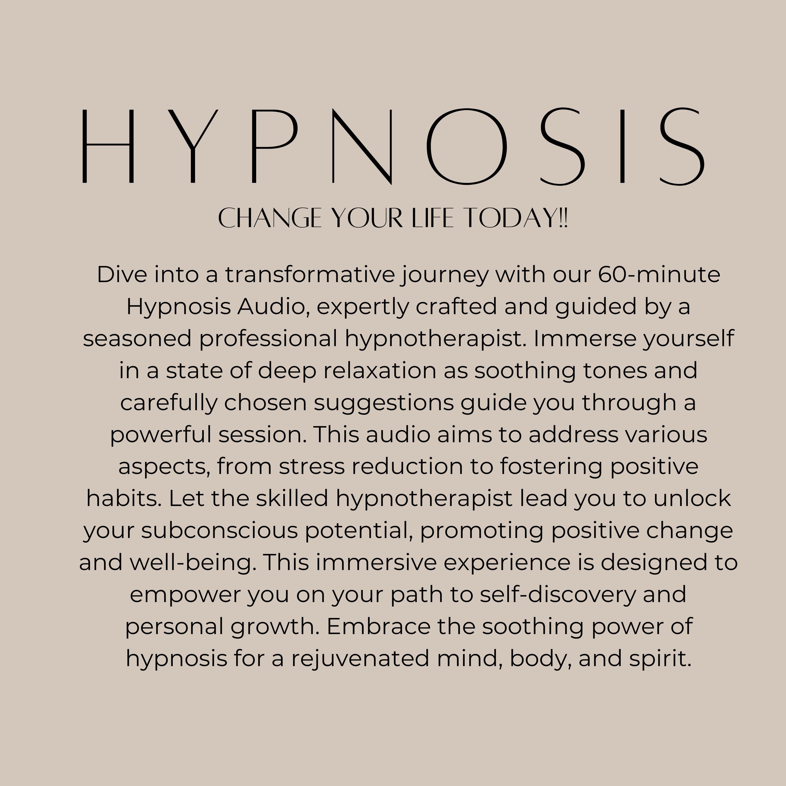 Custom 60-Minute Hypnosis Audio | Hypnotherapy | 60 Min Custom audio | Hypnosis Audio