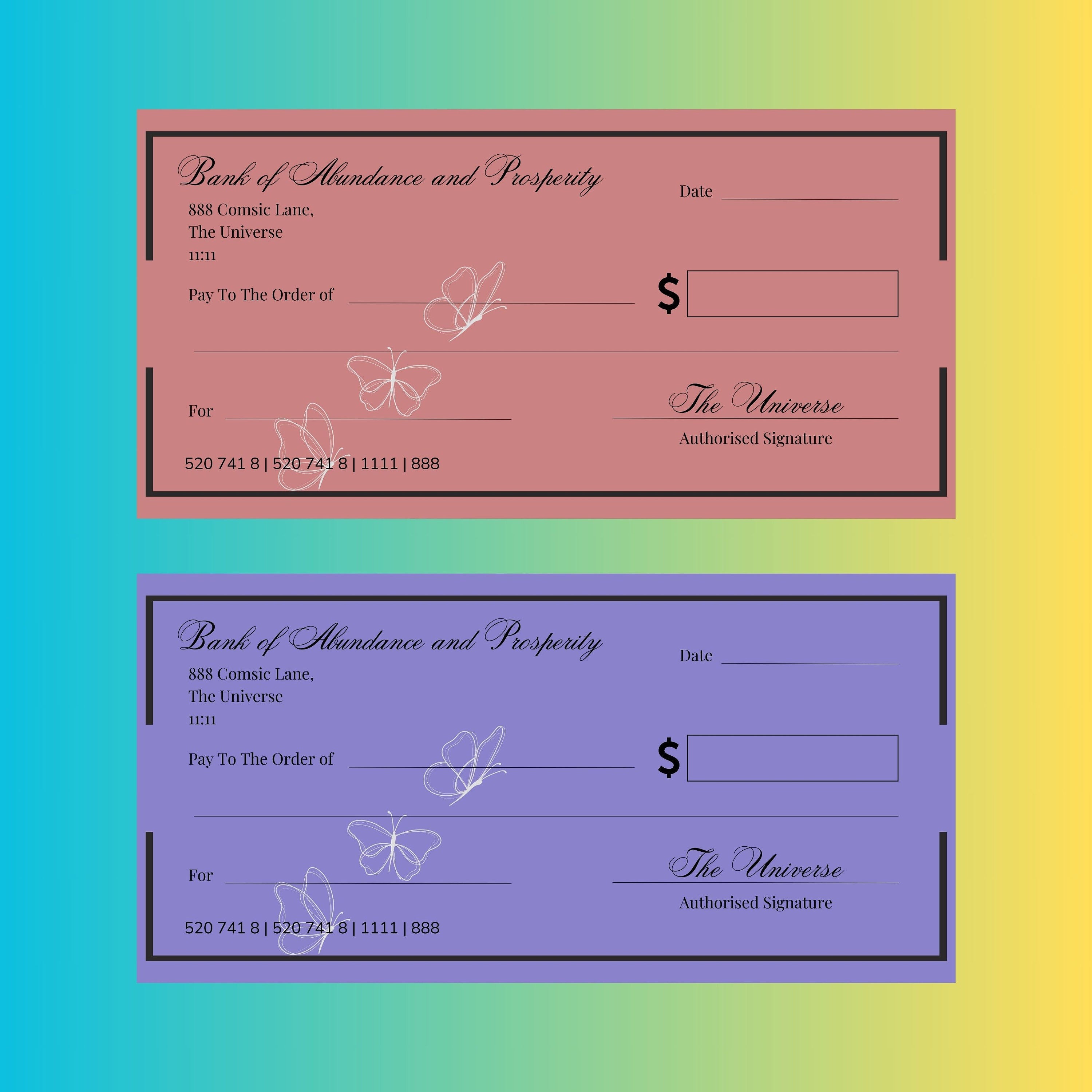 Manifestation Cheque| Law of Attraction Cheque | Manifestation Cheque | Prosperity