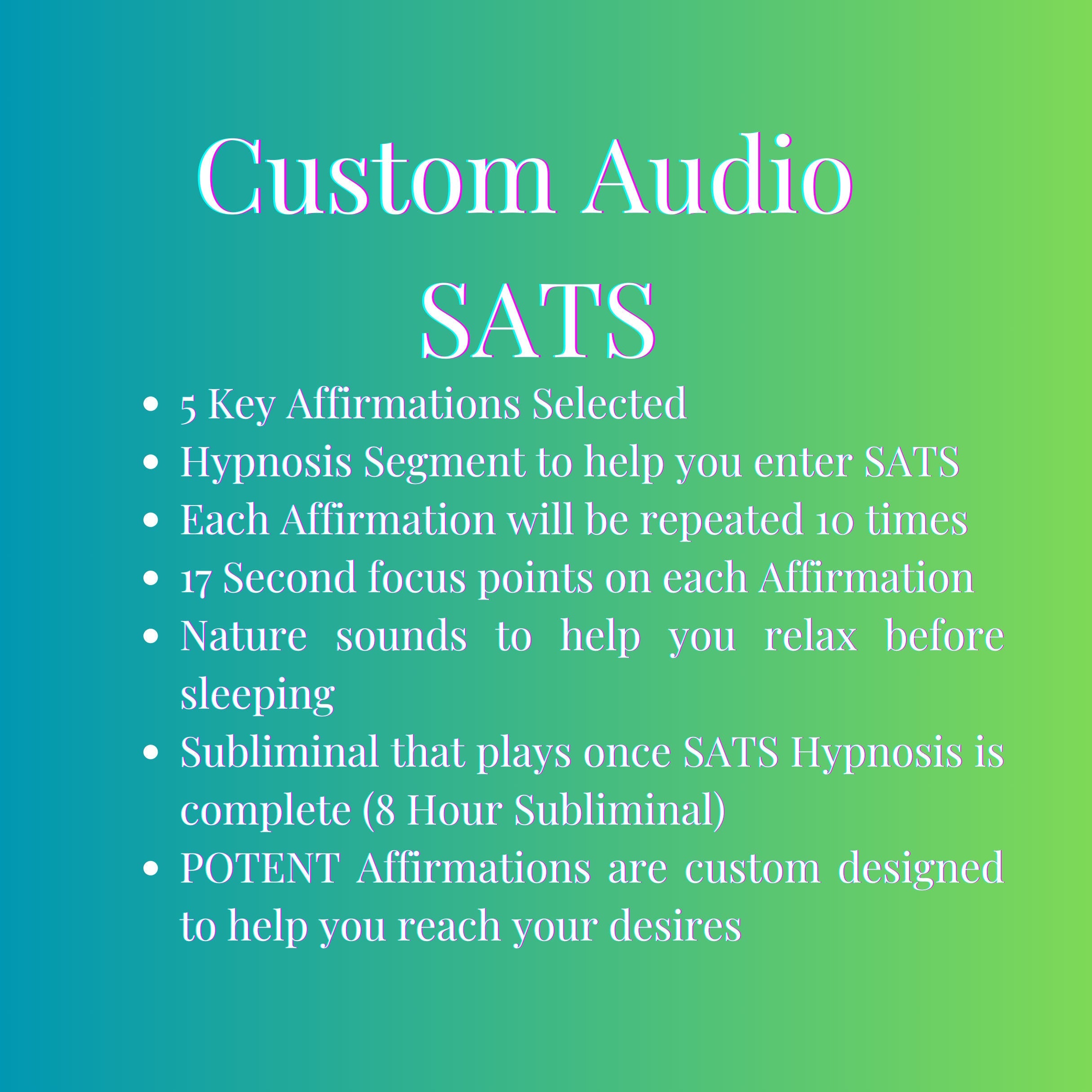 Custom 8-Hour SATS Hypnosis Audio for Manifestation | 5 Custom SATS Affirmations